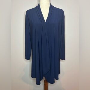 SHLEY BLUE Navy Blue Knit Long Sleeve Cardigan